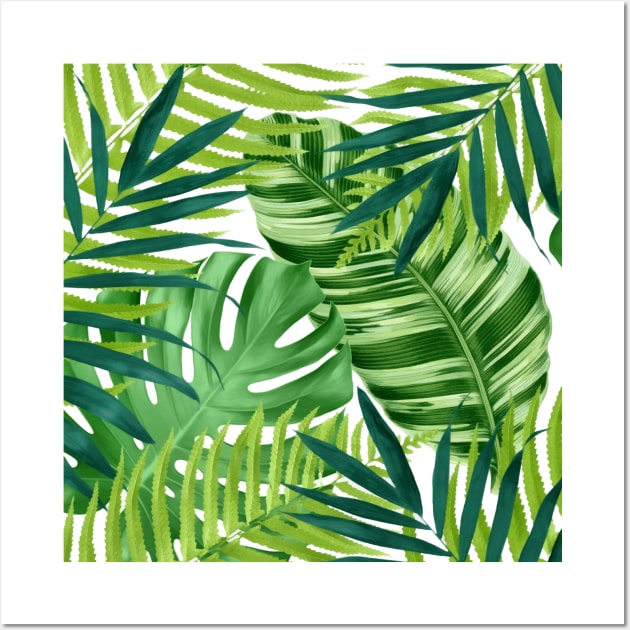 Green Tropical Leaves Wall Art by CatyArte